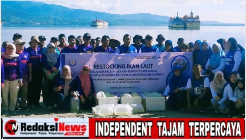 BPBL dan BPPP Ambon Tebar Ikan di Teluk Ambon Dalam, Dukung Keberlanjutan Ekosistem Laut
