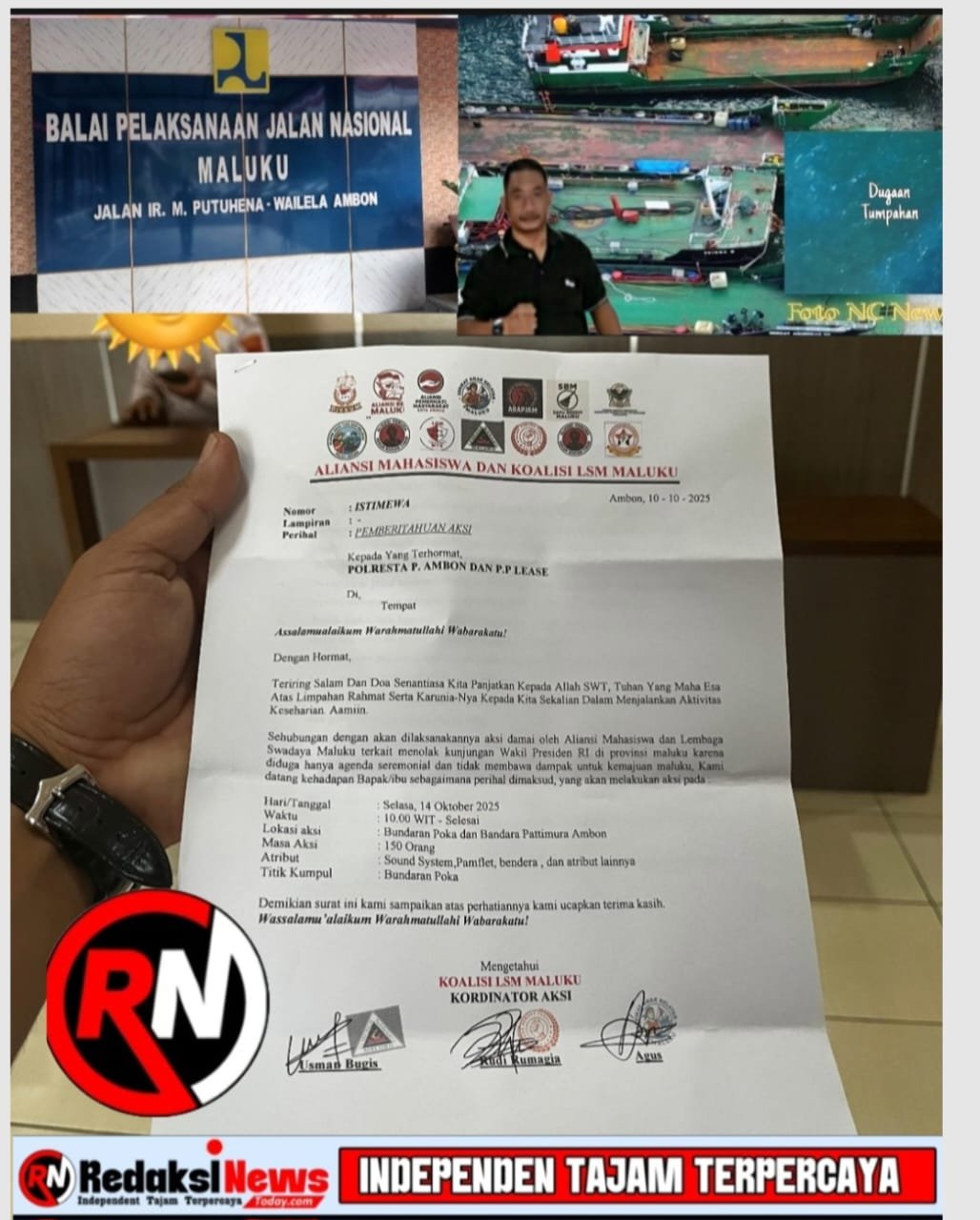 Aliansi Mahasiswa & Koalisi LSM se-Provinsi Maluku Desak Wapres Gibran Usut Dugaan Skandal Limbah di Pelabuhan LTC Wayame
