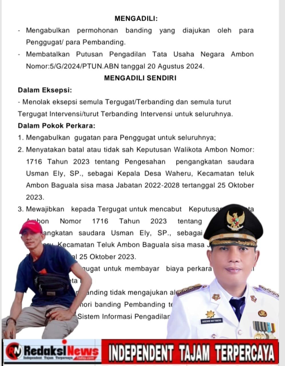 Bodewin Wattimena Mencoreng Marwah Lembaga Peradilan Yang Keputusannya Bersifat Final dan Mengikat