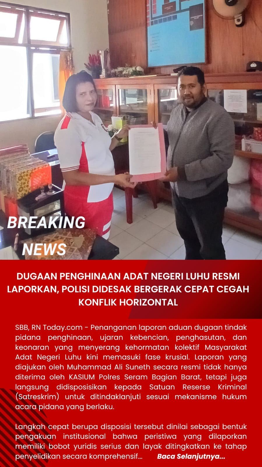 Dugaan Penghinaan Adat Negeri Luhu Resmi Dilaporkan, Polisi Didesak Bergerak Cepat Cegah Konflik Horizontal