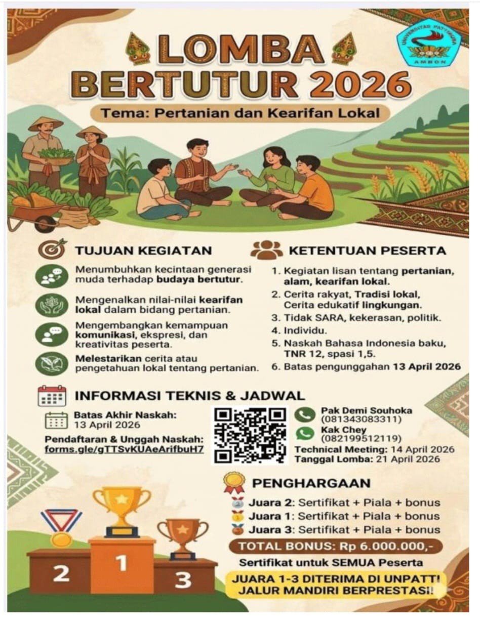Unpatti Gelar Lomba Bertutur 2026 Angkat Tema Pertanian dan Kearifan Lokal