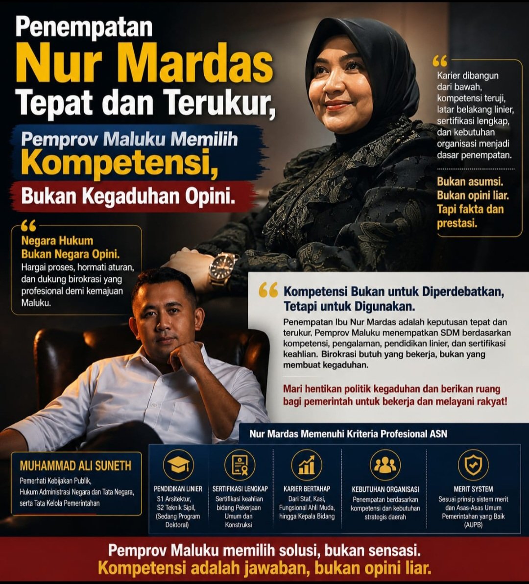 Penempatan Nur Mardas Tepat dan Terukur, Pemprov Maluku Memilih Kompetensi Bukan Kegaduhan Opini