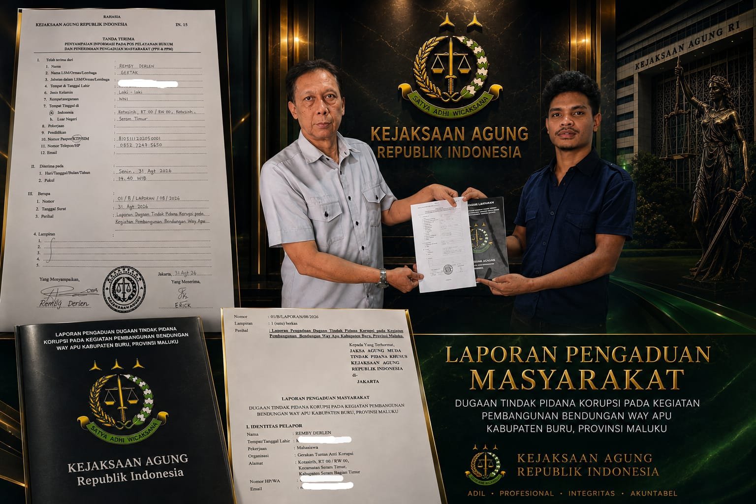 Pasca Pelaporan Bendungan Way Apu, Remby Derlen Kembali Masukan Berkas Ke Kejagung, Minta Segera Tindaklanjuti